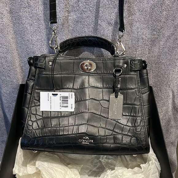 Coach Handbags - Coach Croc Embossed Mini Gramercy Black Leather Bag G1481-33635 NWT